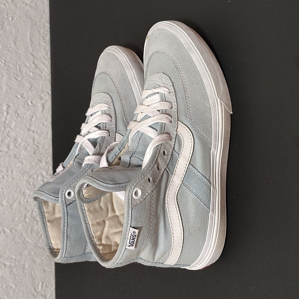 Vans Sneakers Mens Size 6 High Top Light Blue Suede/Canvas Skater Shoes Pop Cush - Picture 2 of 12